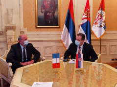 18 December 2020 National Assembly Speaker Ivica Dacic and French Ambassador to Serbia Jean-Louis Falconi